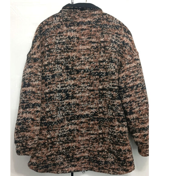 Varley Komar Longline jacket Chunky Woven Wool Blend Neutral Womens Med Warm - Picture 2 of 11